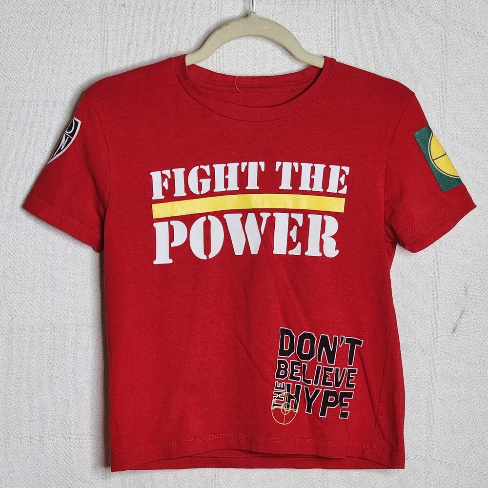 Defend Brooklyn Fight The Power Red Don't Believe the Hype SS Kids T-Shirt Sz M